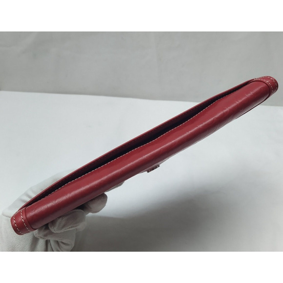 Coach Red Leather C Embossed Credit Card Bifold Envelope Long Wallet - Picture 8 of 13